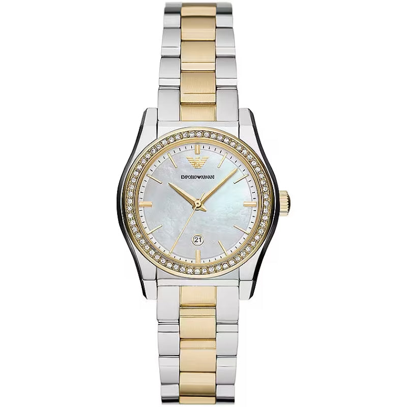 Timeless Two-Tone Elegance with Crystal Accents