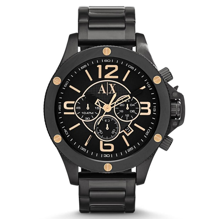 Armani Exchange Black & Gold Chronograph Watch