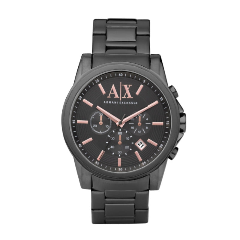 Armani Exchange Black Rose Gold Chronograph
