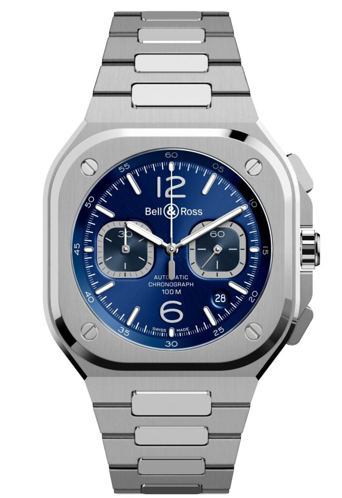 Bell & Ross Chronograph Watch in Silver Blue