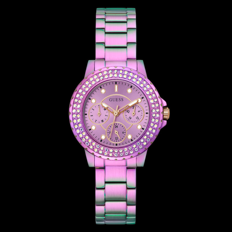 Violet Radiance Crystal-Studded Timepiece