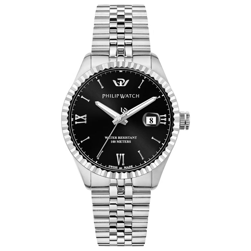 Philip Watch Silver & Black Analog Timepiece