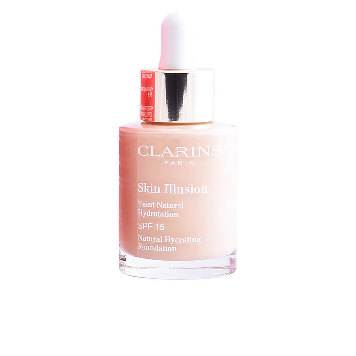 30 ml bottle of hydrating fluid foundation with serum-like texture, shade 107