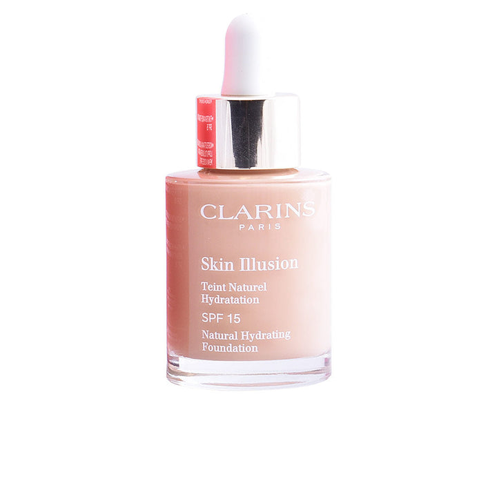 30 ml bottle of hydrating fluid foundation with serum-like texture, shade 107