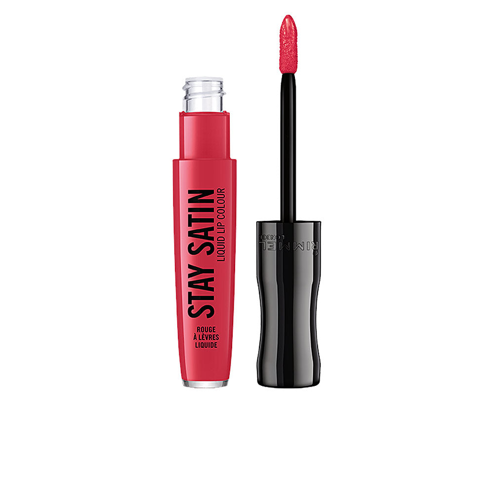 Satin liquid lip colour tube and tapered applicator, 5.5 ml, warm pink shade