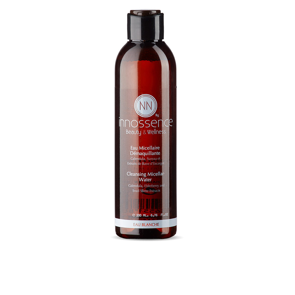 Clear 200 ml micellar water bottle with calendula and snail extract ingredients listed