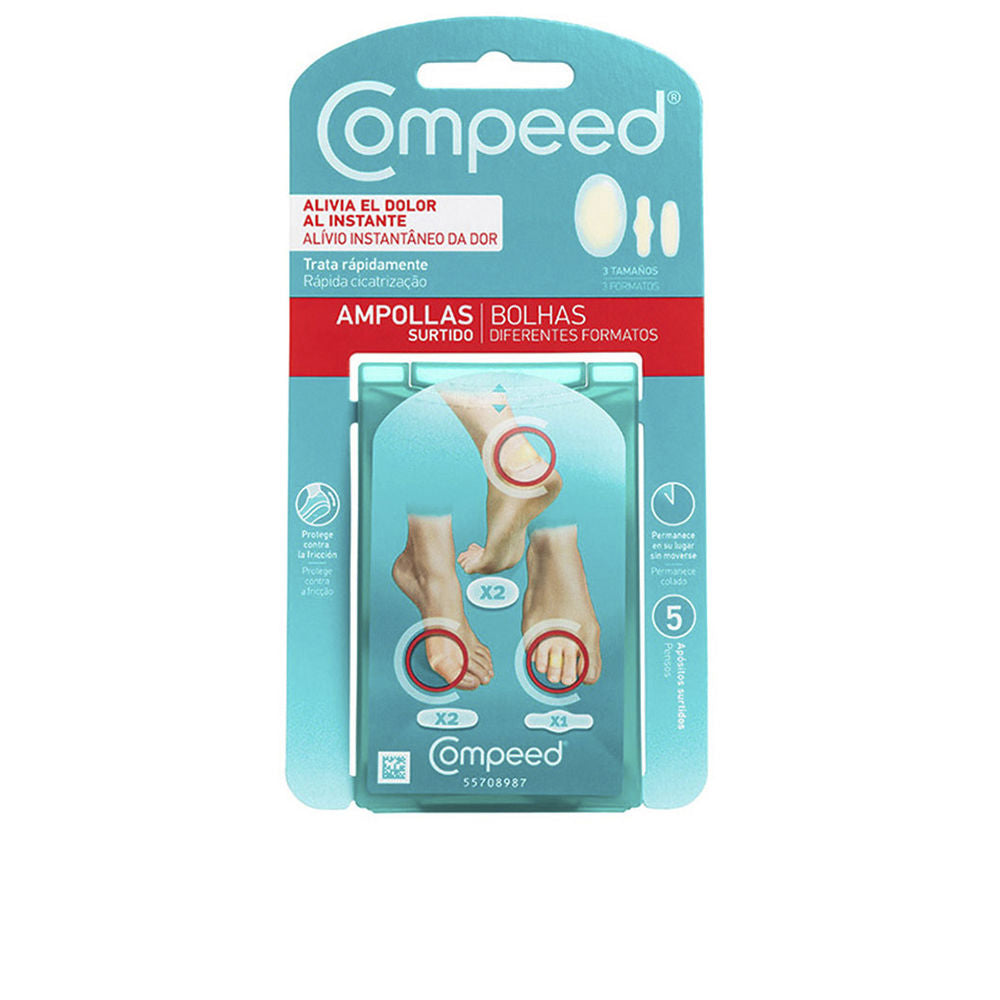 Assorted Compeed hydrocolloid blister dressings in multiple sizes for foot protection