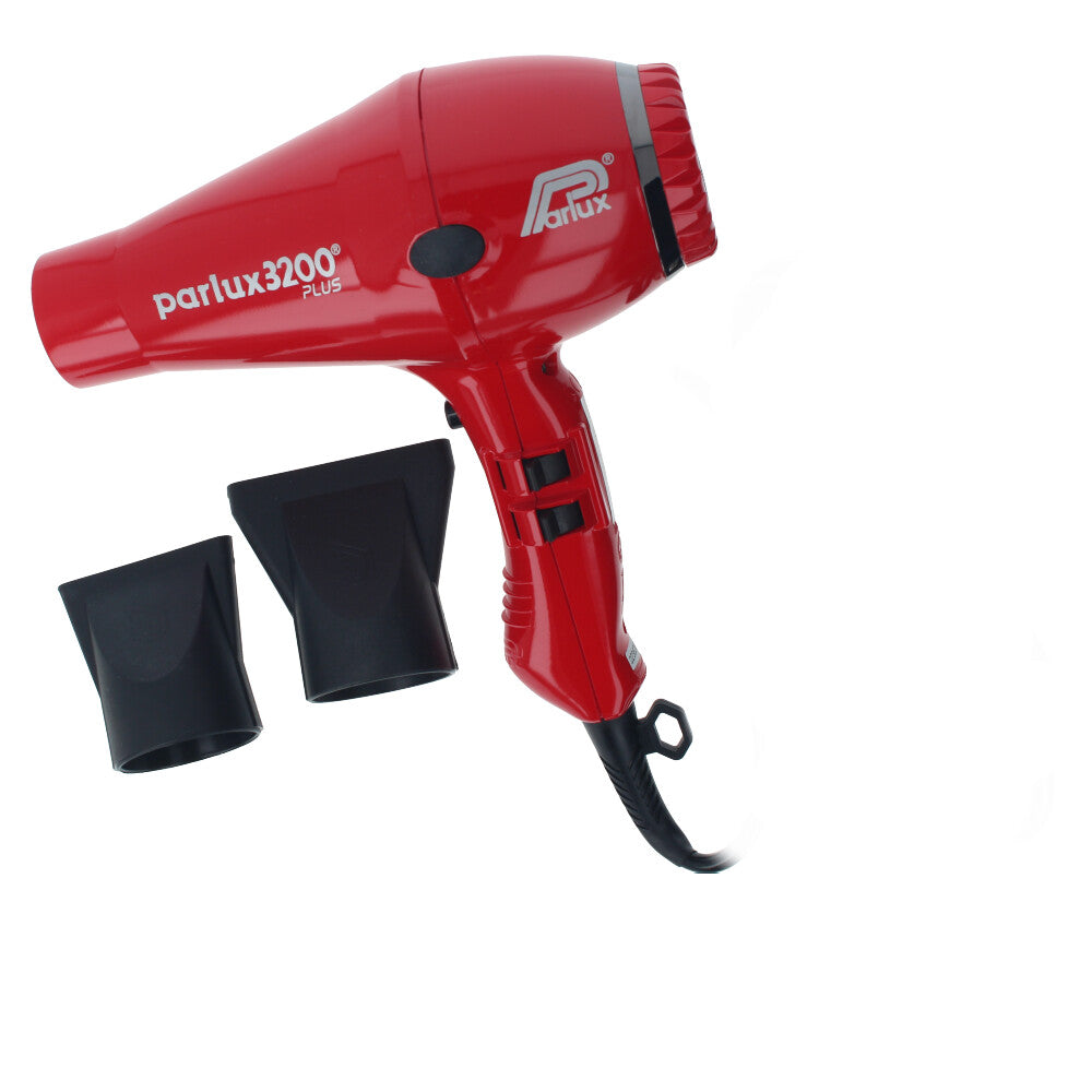 Red professional lightweight hair dryer with concentrator nozzle, 1900W, 3 m cable