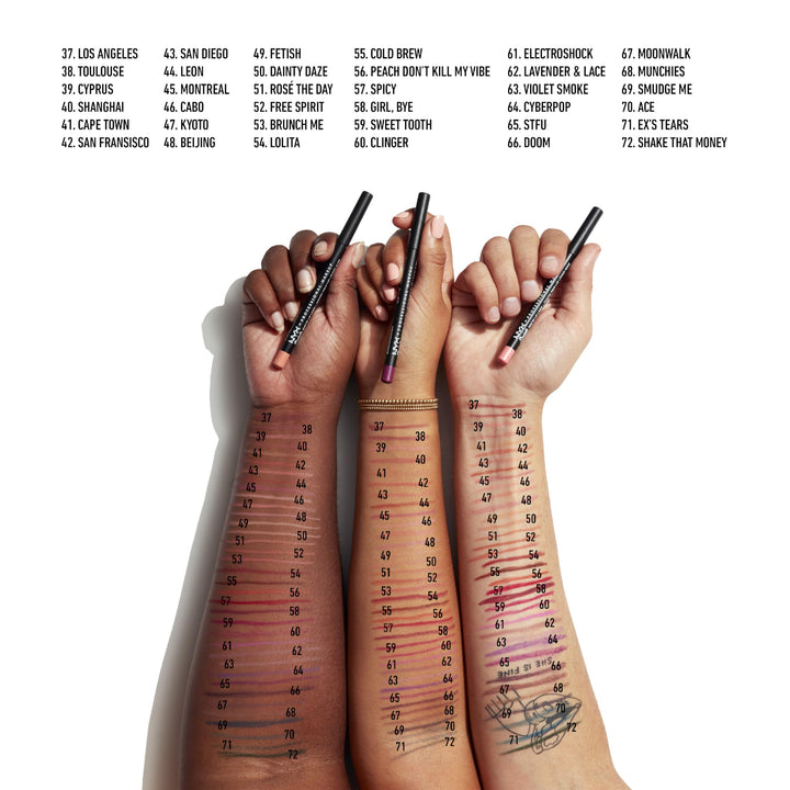 Matte pink lip liner pencil in Sweet Tooth, 3.5 g, creamy texture
