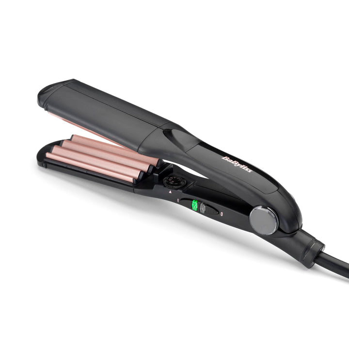 35 mm ceramic‑tourmaline hair crimper with 10 heat settings, European plug