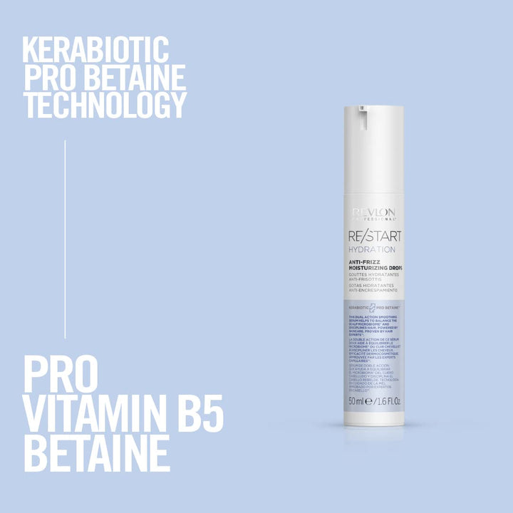 50 ml bottle of hydrating anti‑frizz drops in clear glass, lightweight oil‑serum