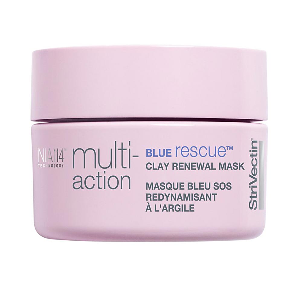 Jar of blue-transforming clay mask with whipped, pale-blue texture, 94 g