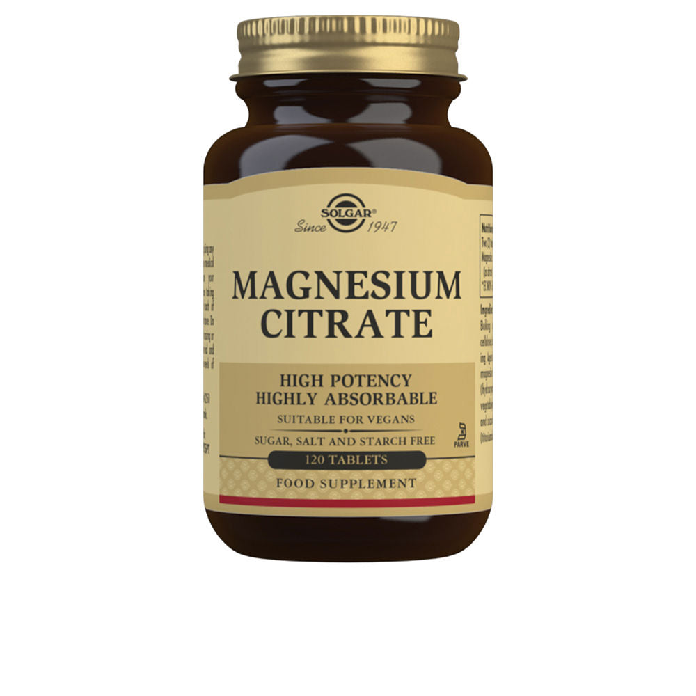 Bottle of 120 magnesium citrate tablets, dietary supplement for Unisex use