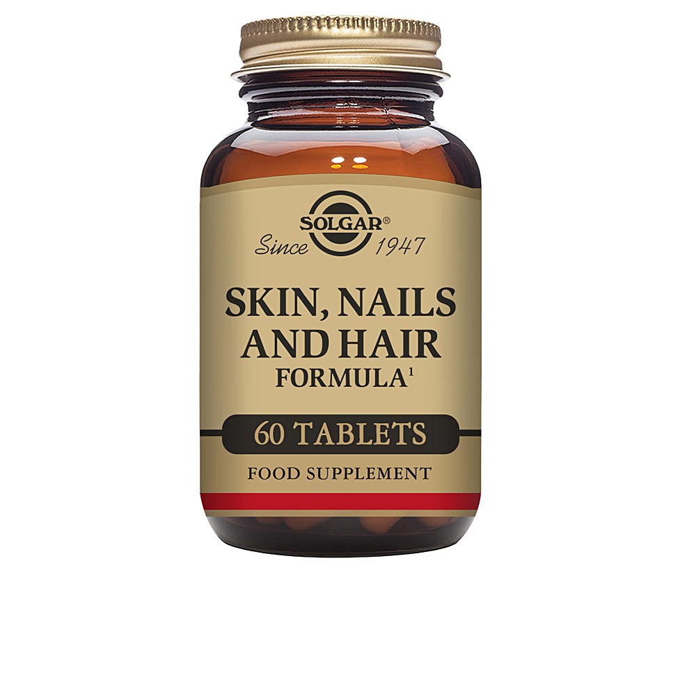 Bottle of 60 Unisex supplement tablets for hair, skin and nails with zinc, copper and vitamin C