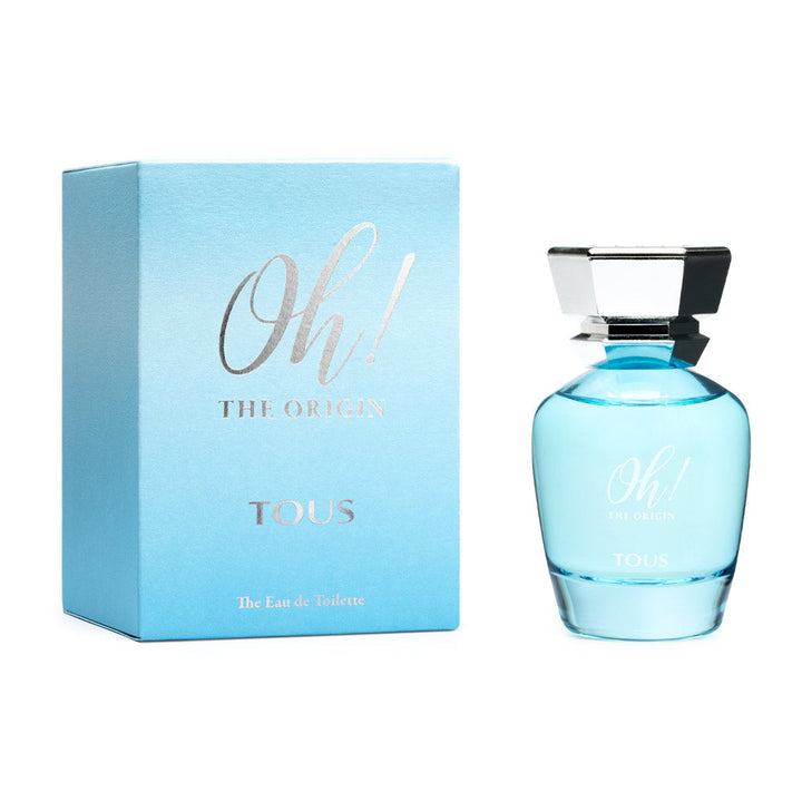 Tall glass 100 ml woody-floral eau de toilette bottle with warm amber liquid