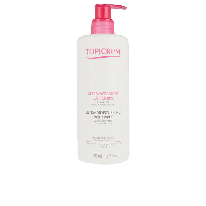 500 ml pump bottle of unisex ultra hydrating urea body milk, white lotion