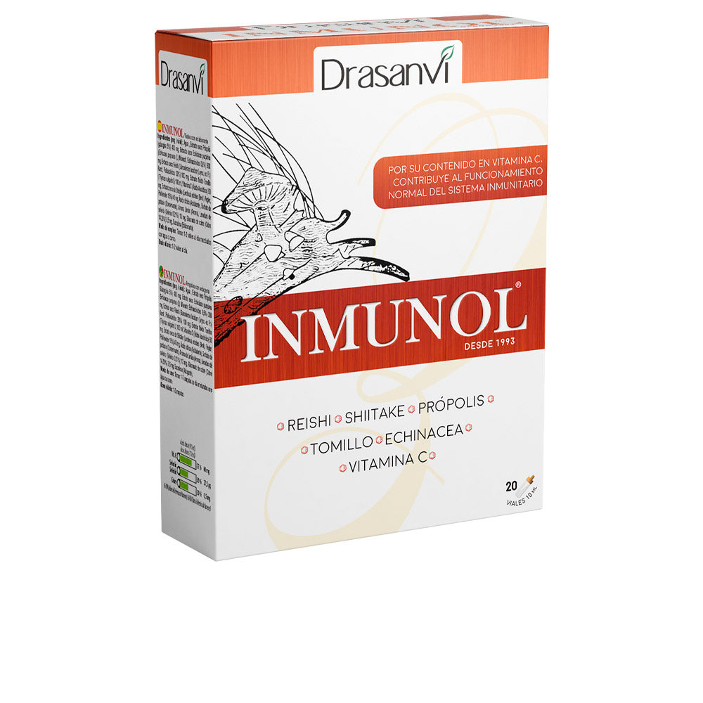 Box of 20 small glass immune support vials with lemon aroma and herbal extracts