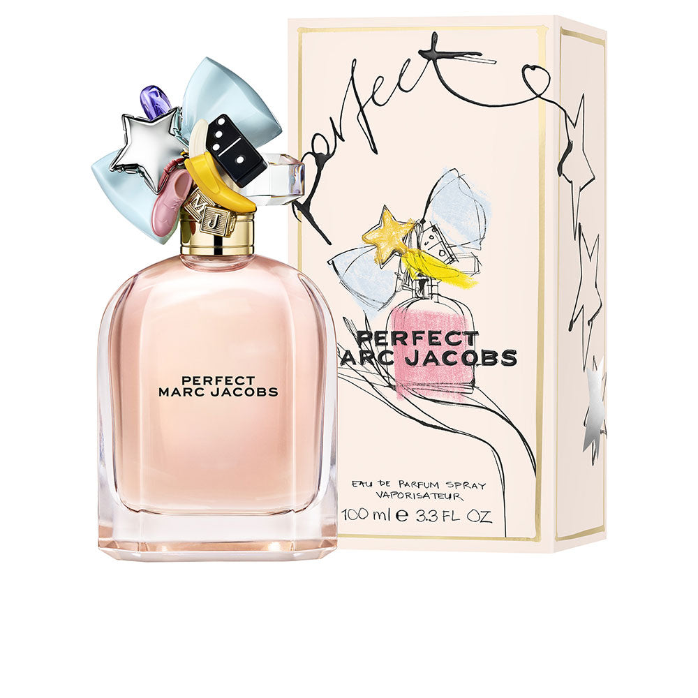 Rounded glass bottle with pink perfume and decorative charms, 50 ml