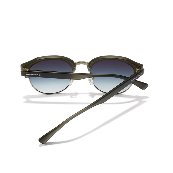 Rounded pantos sunglasses with metal rim, TR18 dark lenses, silicone nose pads, Unisex