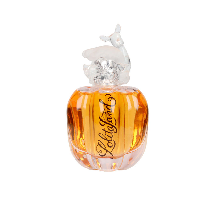 Sculpted crystal perfume bottle with pale rose liquid, 80 ml, floral‑fruity