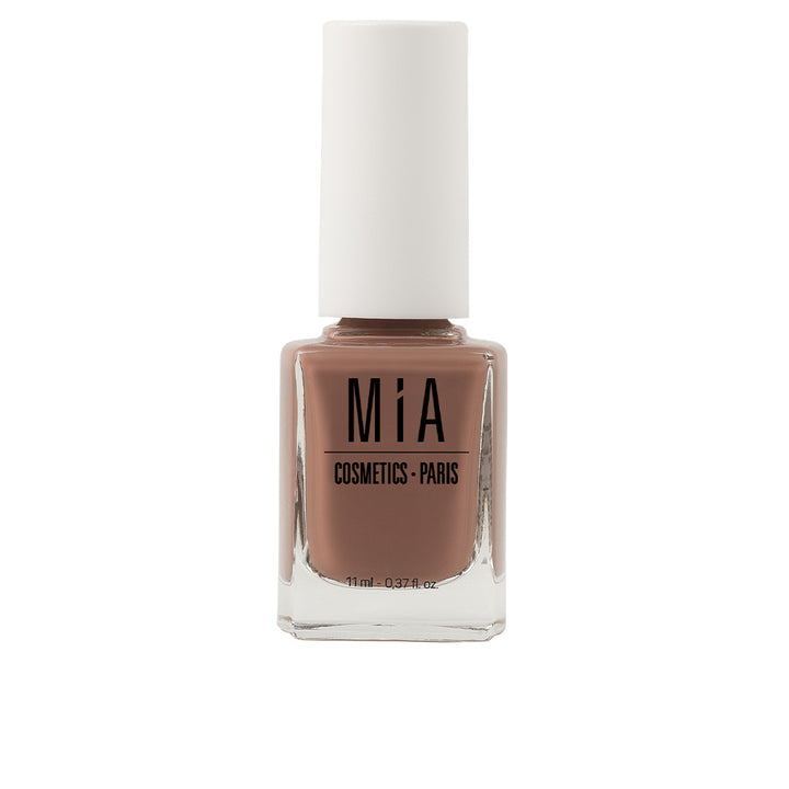 Small glass bottle of honey bronze nail polish, 11 ml, high‑sheen finish