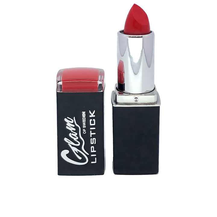 Satin-finish lipstick bullet, true red shade, 3.8 g, creamy texture