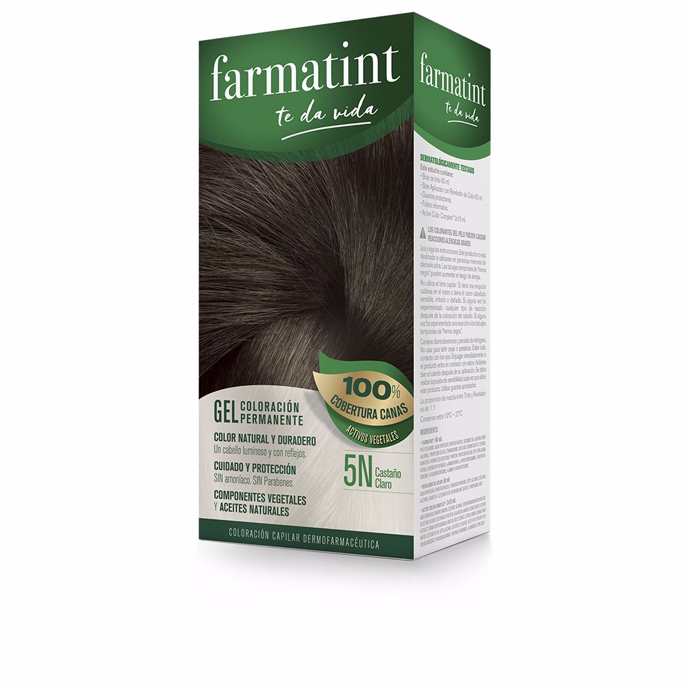 Tube and developer of gel hair colour, shade 5 Light Brown, includes after‑care vials