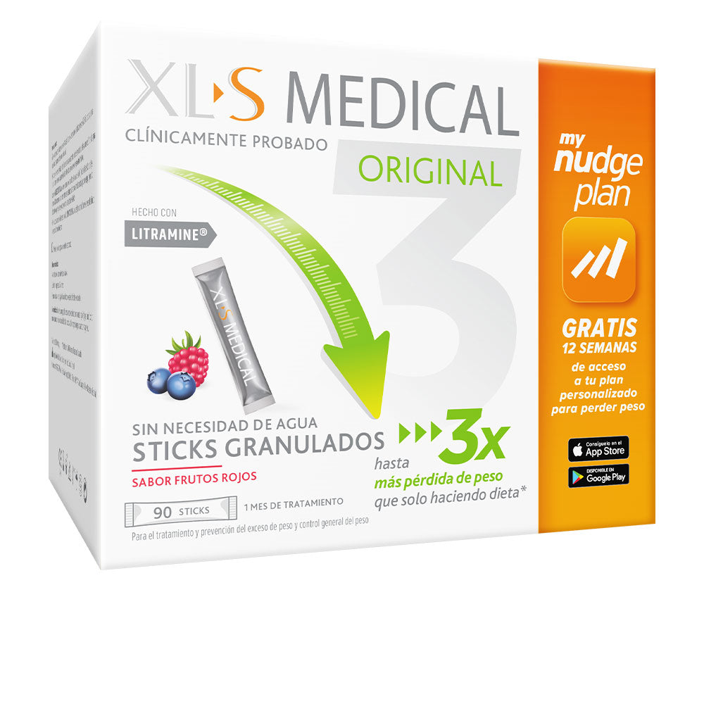 Box of 90 granulated fat‑binder sticks, blackcurrant flavour, single‑serve sachets