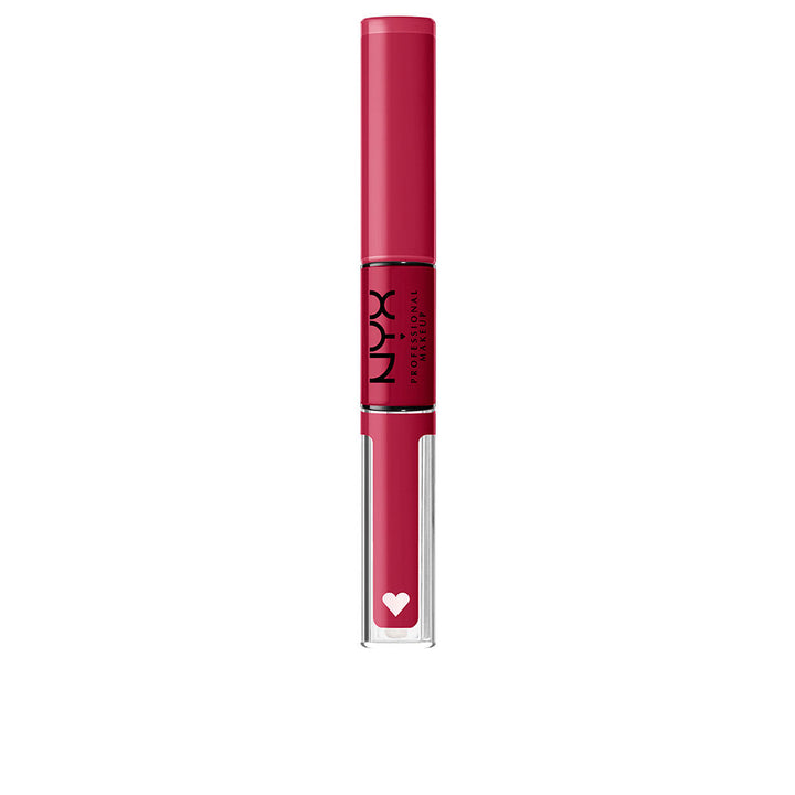 Tube of glossy pink high-pigment lip gloss with doe-foot wand, 3.4 ml