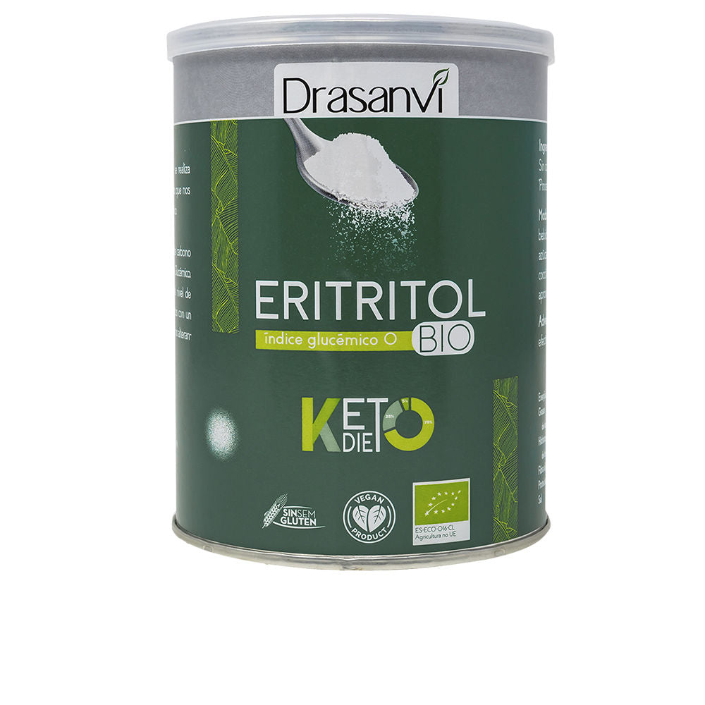 Jar of organic erythritol crystalline sweetener, 500 g, eco certified