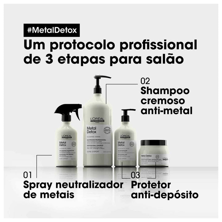 500 ml bottle of Metal Detox pre‑shampoo conditioner for coloured hair