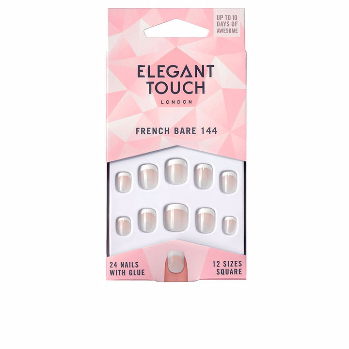 24-piece French pink square press-on nails with pre-applied adhesive