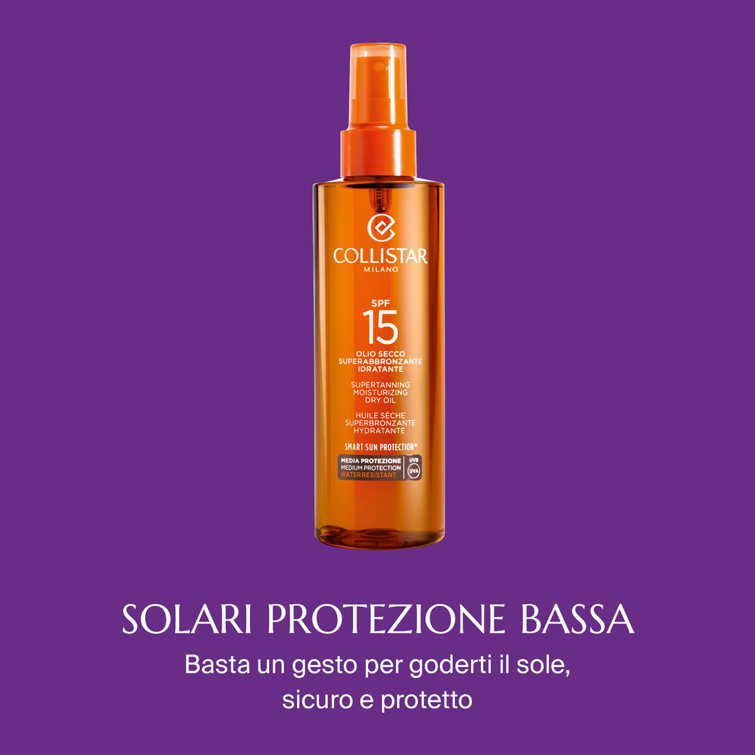 200 ml amber dry oil bottle for hair and skin with SPF 15, lightweight texture