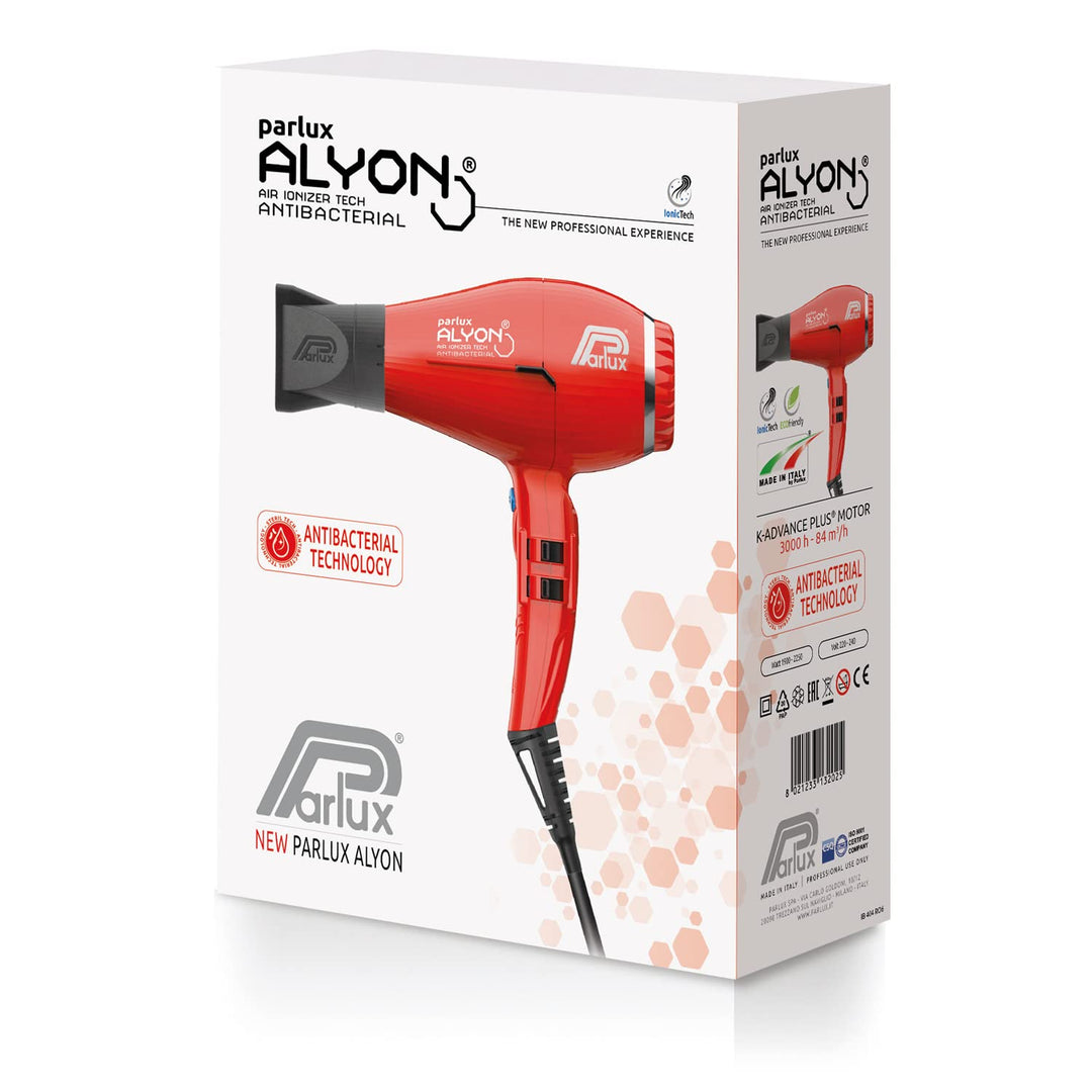 Matte black professional hair dryer with two nozzles and ergonomic handle, 3 m cable