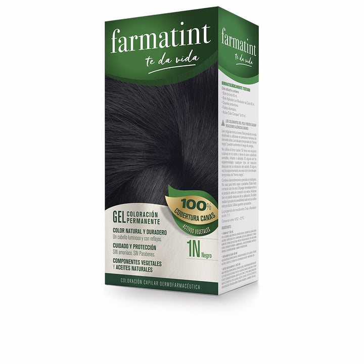 Black permanent gel hair colour kit with developer and post-colour balm, Unisex