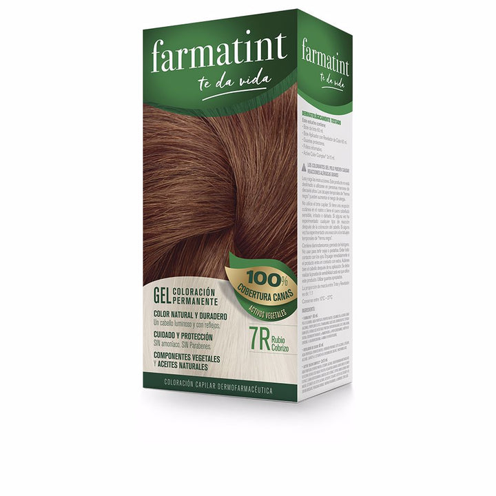 Copper‑blonde hair colour gel kit with developer and repair complex, 5‑unit pack