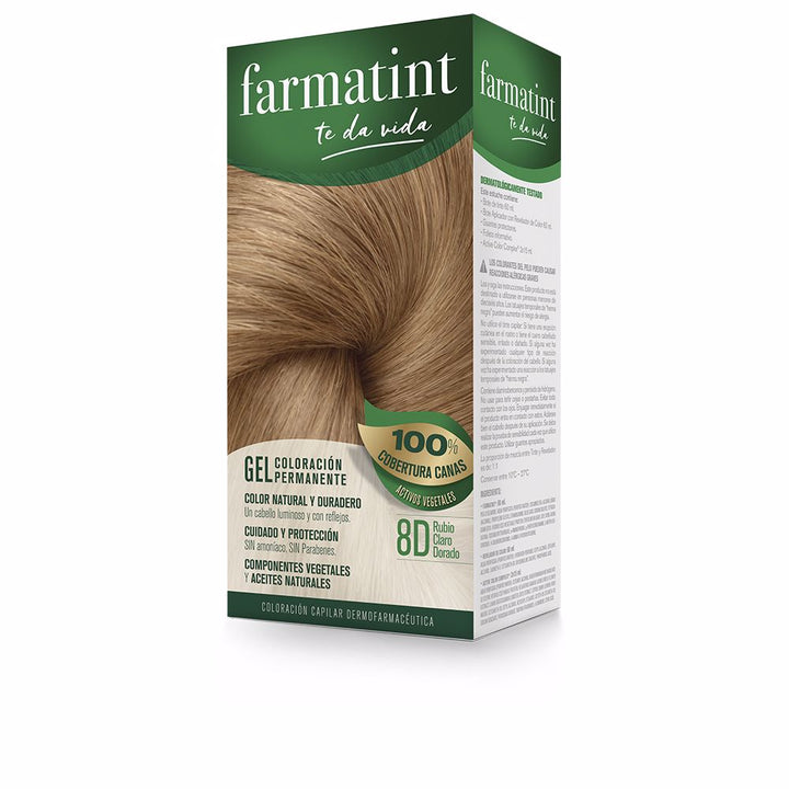 Tube and developer bottle set for permanent light golden blonde gel hair colour, Unisex