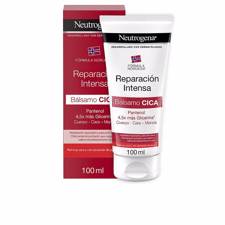 100 ml pump balm tube, pale cream texture, fragrance-free repair balm