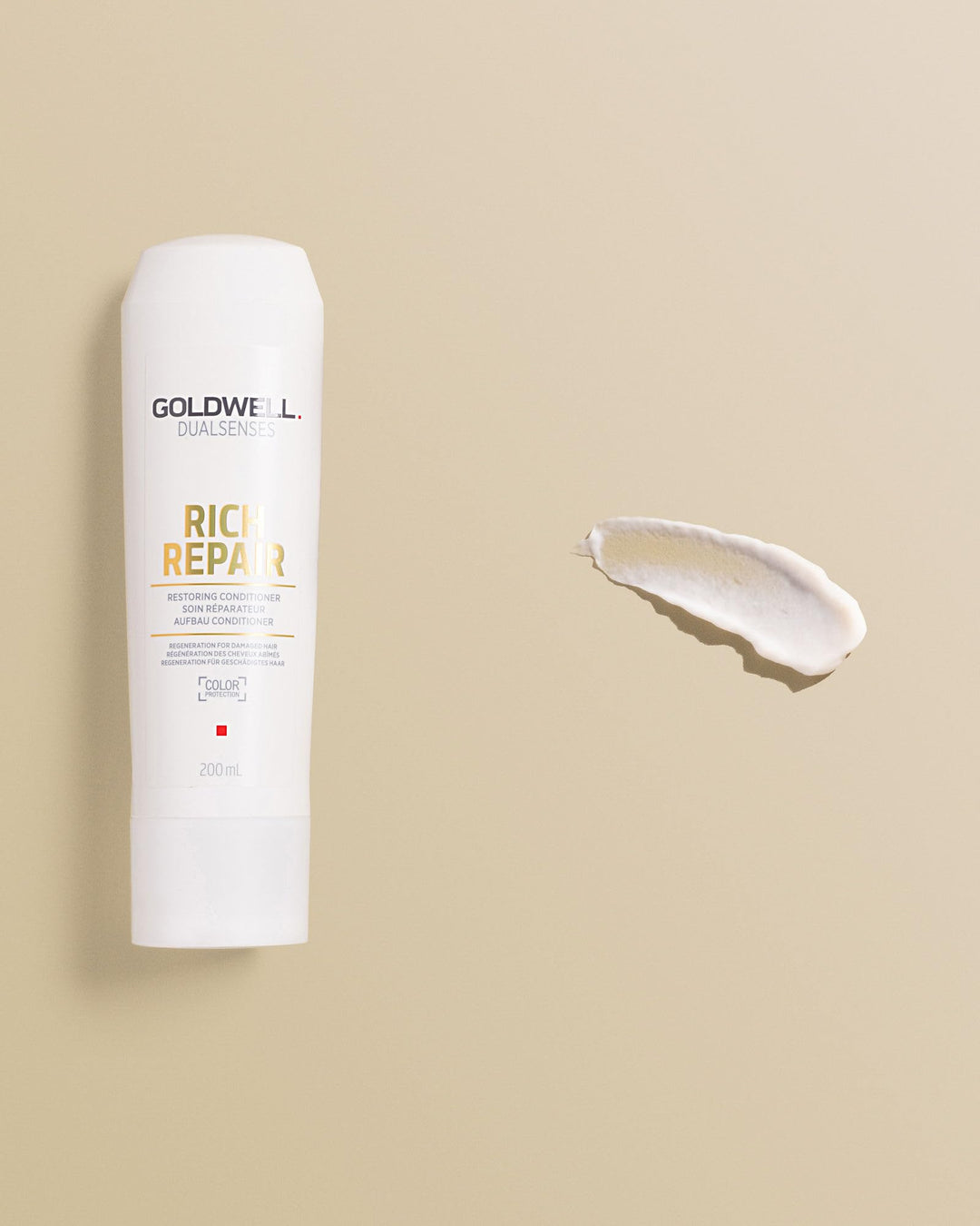 200 ml tube of restoring conditioner for dry, damaged hair, creamy texture