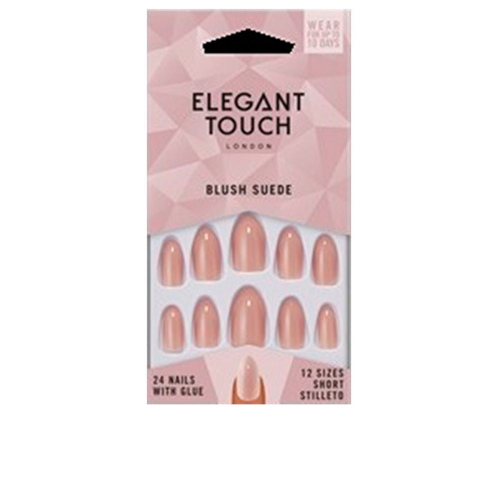 24-piece blush suede matte press-on nails, assorted sizes, soft-touch finish