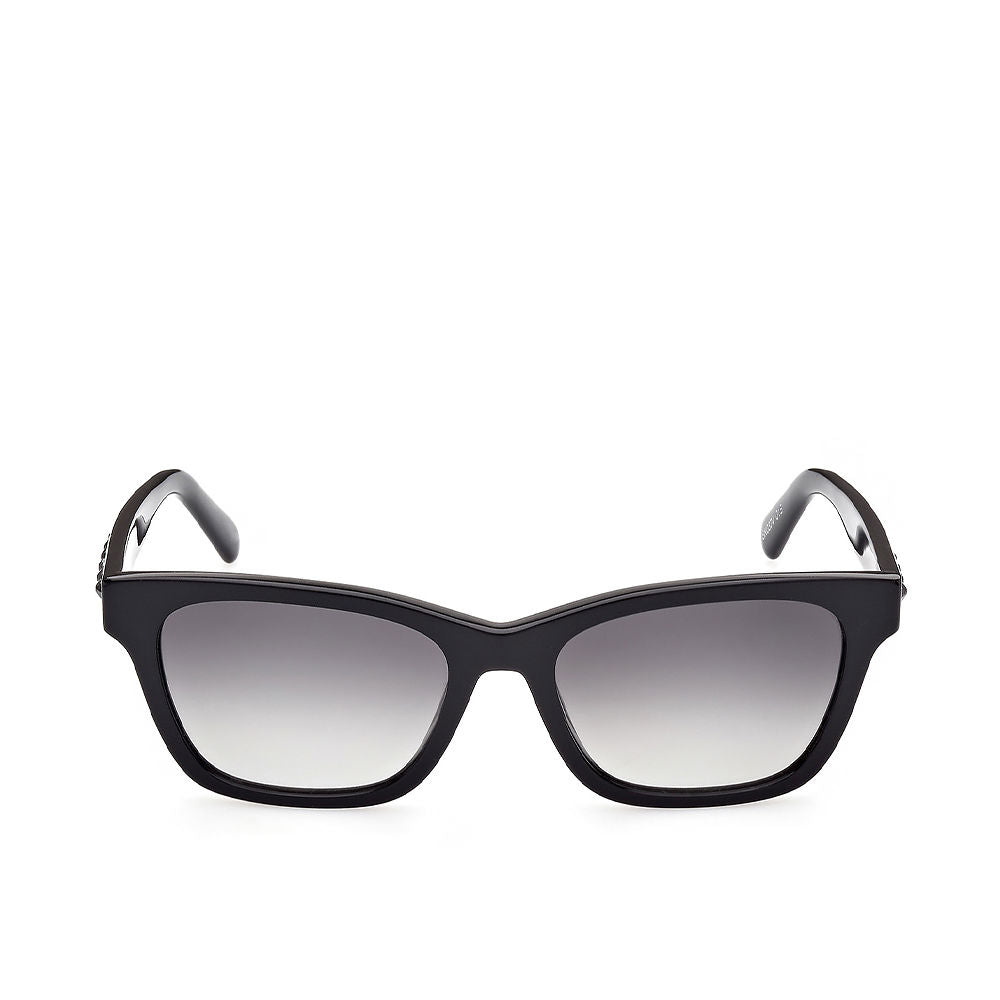 Rectangular black acetate sunglasses with crystal-trim temples, 53 mm lenses, Women