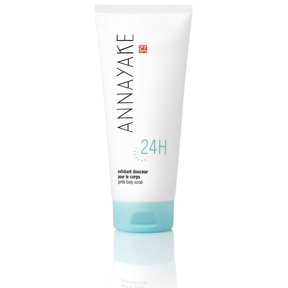 200 ml tube of creamy rice-powder body scrub with fine exfoliant particles
