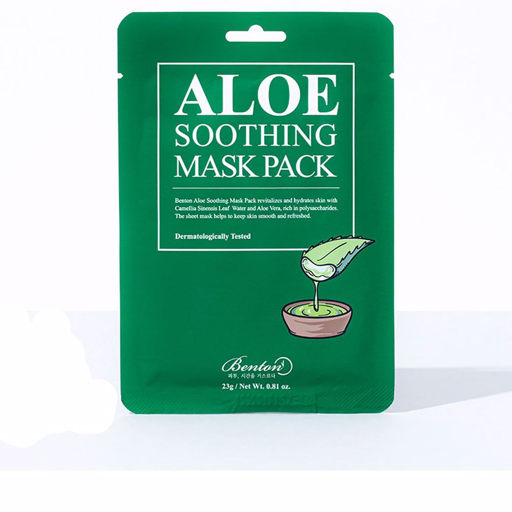Single 23 g aloe soothing sheet mask pack, hydrating calming formula for sensitive skin