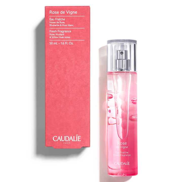 50 ml floral eau fraîche bottle, rose and rhubarb notes, spray
