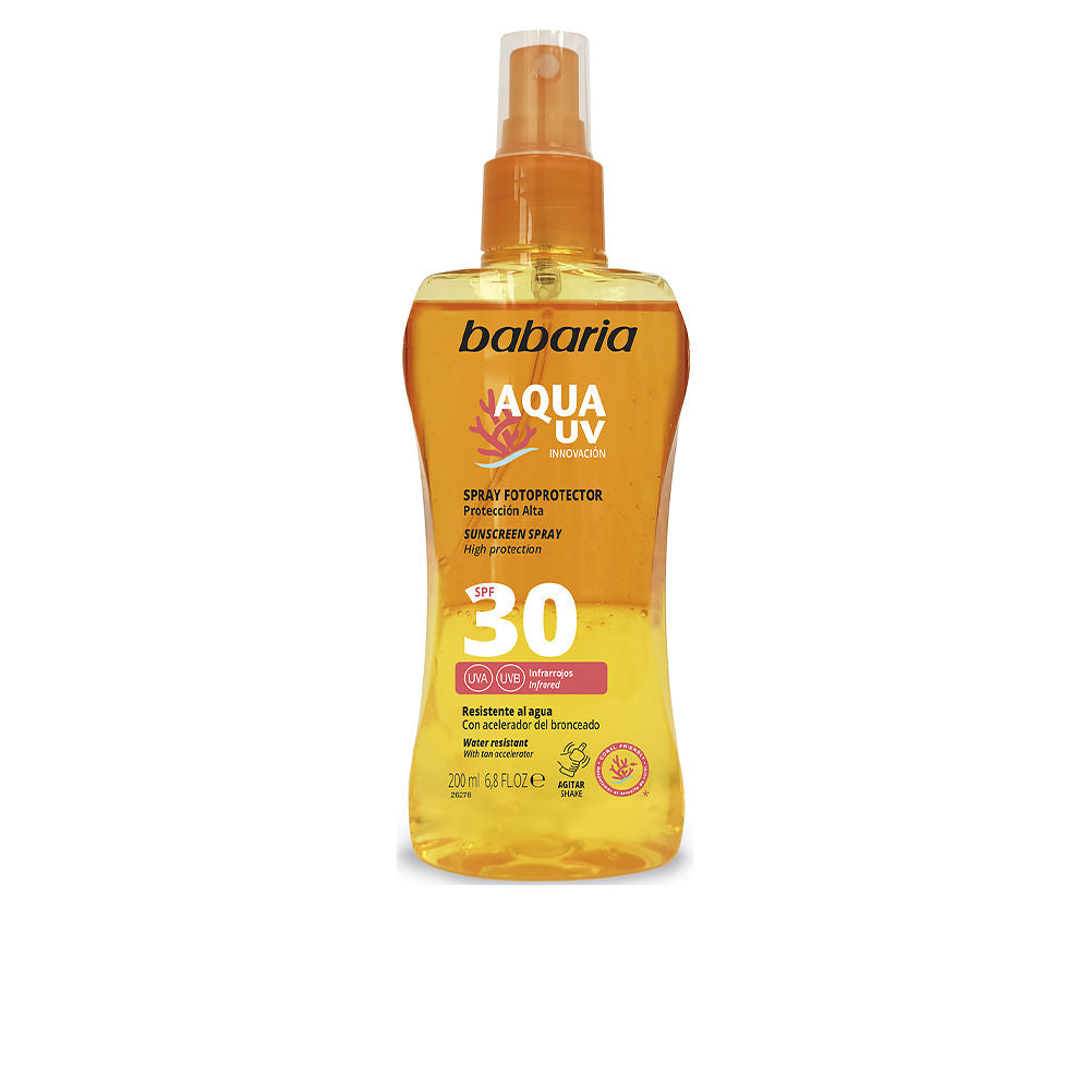 200 ml biphasic SPF 30 water‑resistant body spray with carrot and aloe extract