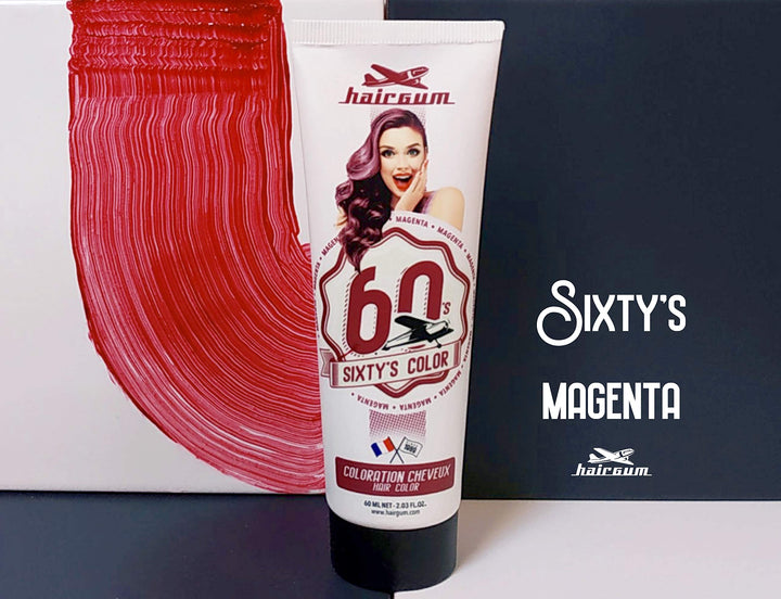Tube of magenta semi‑permanent hair colour cream, 60 ml, bold pigment