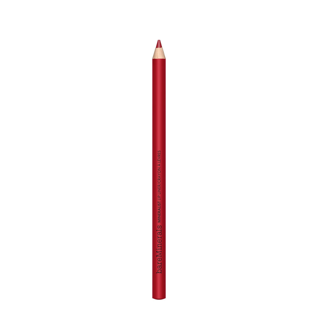 Slim recycled-wood lip pencil in Treasured Red, creamy matte finish, 1.3 g