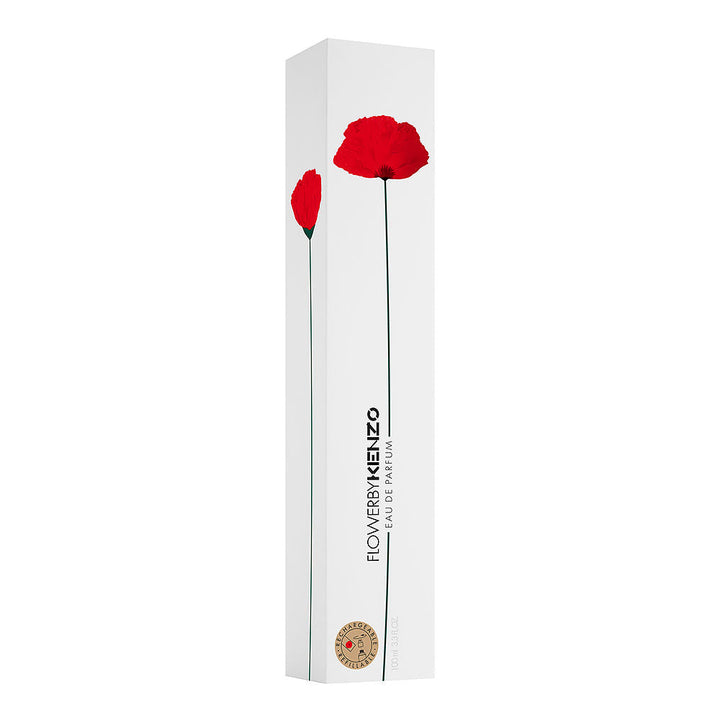 100 ml sculpted glass bottle with red poppy motif, refillable Eau de Parfum for Women