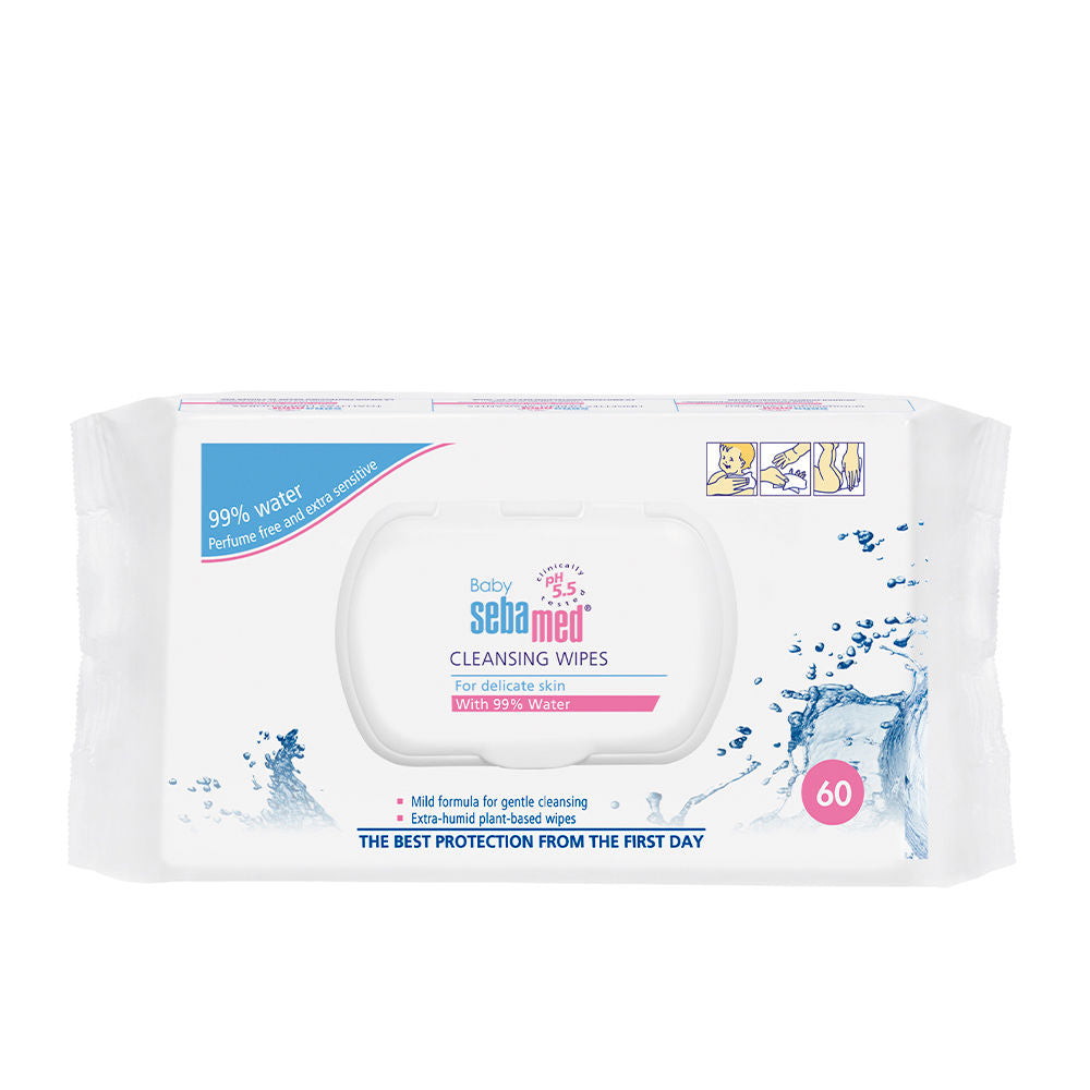 Pack of Sebamed baby cleansing wipes, soft rayon, alcohol‑free, pH‑balanced