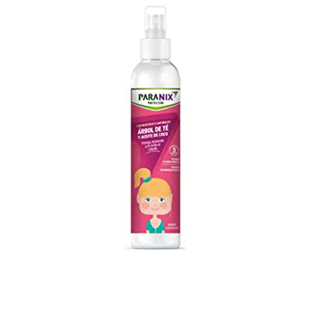 Spray bottle of Paranix Tea Tree Protection Spray for babies, gentle detangling and shine